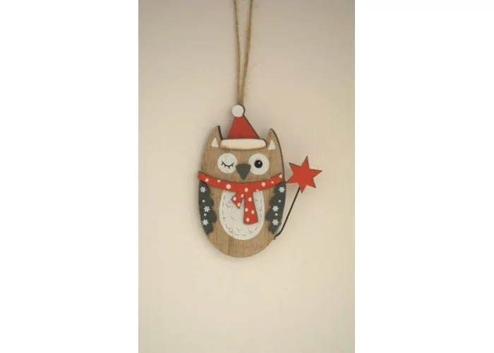 ΚΟΥΚΟΥΒΑΓΙΑ ΞΥΛΙΝΗ ΜΕ ΣΚΟΥΦΙ-ΑΣΤΕΡΙ 8,5X6,5CM - BEIGE-RED