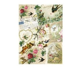 Ριζόχαρτο Decoupage χελιδόνια - A4