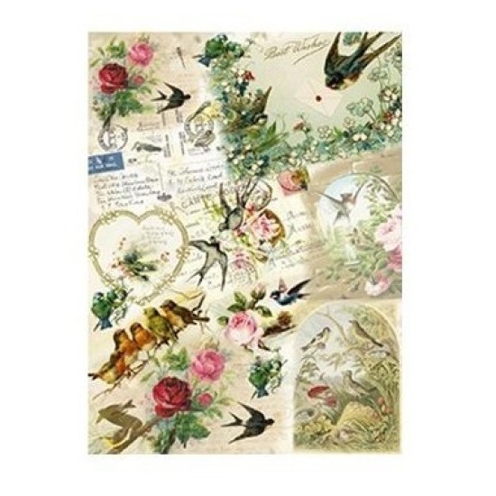 Ριζόχαρτο Decoupage χελιδόνια - A4 Ριζόχαρτο Decoupage χελιδόνια - A4