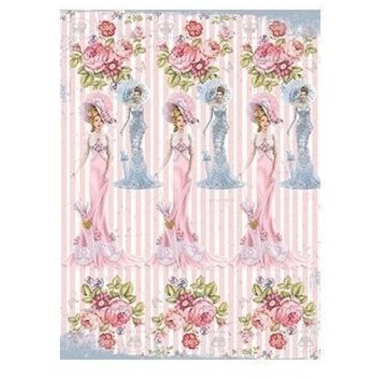 Ριζόχαρτο Decoupage -Lady in Pink - A4 Ριζόχαρτο Decoupage -Lady in Pink - A4