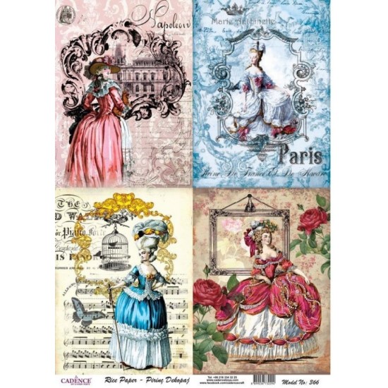 Ριζόχαρτο Decoupage τεσσερις κυρίες - A4 Ριζόχαρτο Decoupage τεσσερις κυρίες - A4