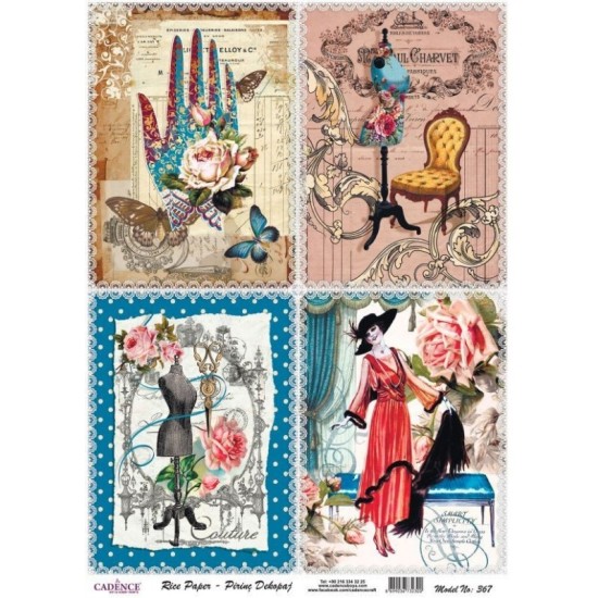 Ριζόχαρτο Decoupage κούκλα ραπτικής - A4 Ριζόχαρτο Decoupage κούκλα ραπτικής - A4