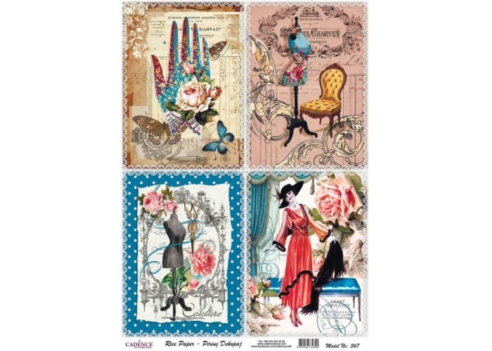 Ριζόχαρτο Decoupage κούκλα ραπτικής - A4 Ριζόχαρτο Decoupage κούκλα ραπτικής - A4