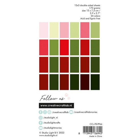 Σετ Χαρτόνια Χειροτεχνίας Friendz Paper Pad Cheery Reds & Greens 15cm X 7,5cm 36φ 170gsm Σετ Χαρτόνια Χειροτεχνίας Friendz Paper Pad Cheery Reds & Greens 15cm X 7,5cm 36φ 170gsm