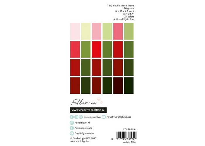 Σετ Χαρτόνια Χειροτεχνίας Friendz Paper Pad Cheery Reds & Greens 15cm X 7,5cm 36φ 170gsm Σετ Χαρτόνια Χειροτεχνίας Friendz Paper Pad Cheery Reds & Greens 15cm X 7,5cm 36φ 170gsm