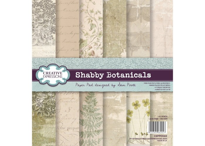 Σετ Χαρτόνια Χειροτεχνίας Creative Expressions • Shabby Botanicals 20cm x 20cm 24Φ 150gsm Σετ Χαρτόνια Χειροτεχνίας Creative Expressions • Shabby Botanicals 20cm x 20cm 24Φ 150gsm