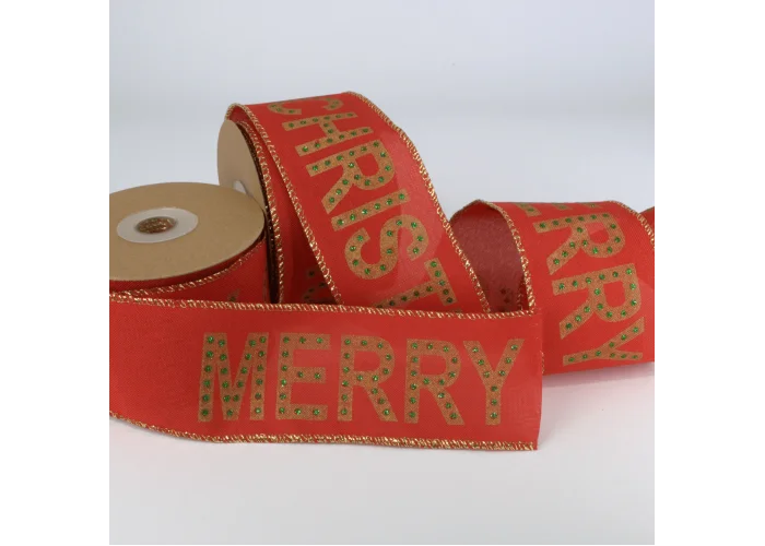ΚΟΡΔΕΛΑ MERRY CHRISTMAS 63MMX10MET RED