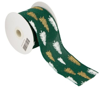 ΚΟΡΔΕΛΑ ΜΕ ΧΡΥΣΑ ΛΕΥΚΑ ΔΕΝΤΡΑ ΜΕ ΣΥΡΜΑ 63MMX10MET GREEN D-WHITE-GOLD MET