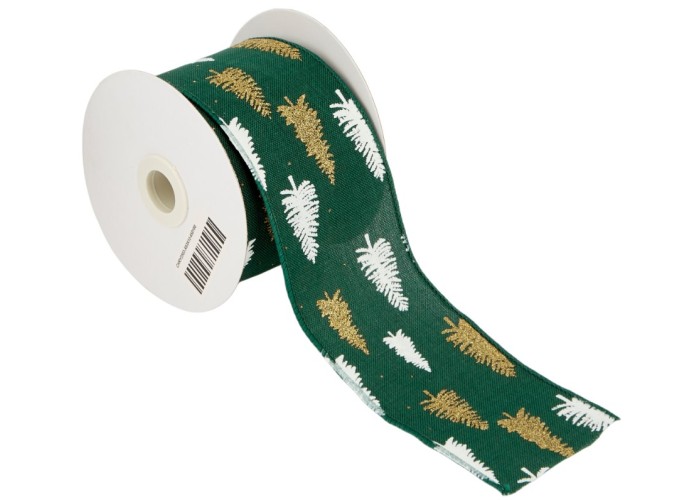 ΚΟΡΔΕΛΑ ΜΕ ΧΡΥΣΑ ΛΕΥΚΑ ΔΕΝΤΡΑ ΜΕ ΣΥΡΜΑ 63MMX10MET GREEN D-WHITE-GOLD MET