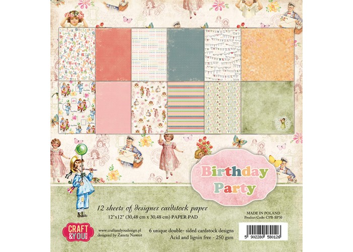 Σετ χαρτόνια Birthday Party 30cm x 30cm 12φ 250γρ Σετ χαρτόνια Birthday Party 30cm x 30cm 12φ 250γρ