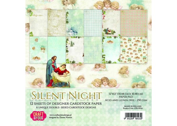 Σετ χαρτόνια Silent Night 30cm x 30cm 12φ 250γρ Σετ χαρτόνια Silent Night 30cm x 30cm 12φ 250γρ