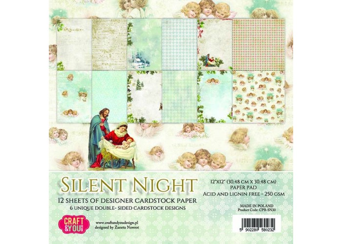 Σετ χαρτόνια Silent  Night 30cm  x 30cm 12φ 250γρ