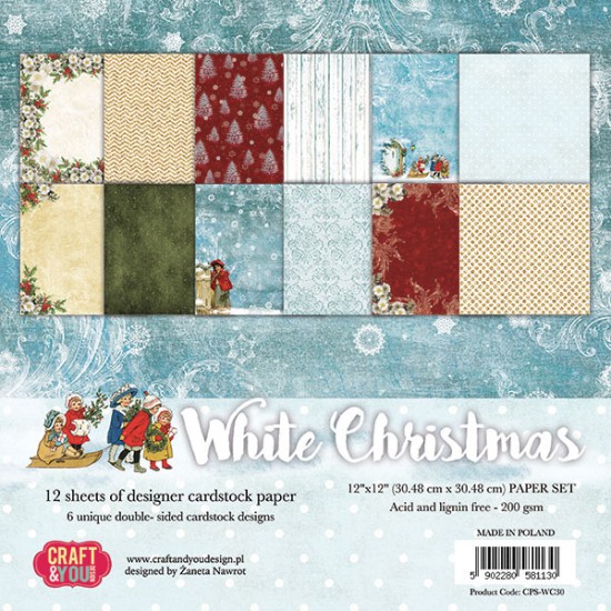 Σετ χαρτόνια White Christmas 30cm x 30cm 12φ 200γρ Σετ χαρτόνια White Christmas 30cm x 30cm 12φ 200γρ