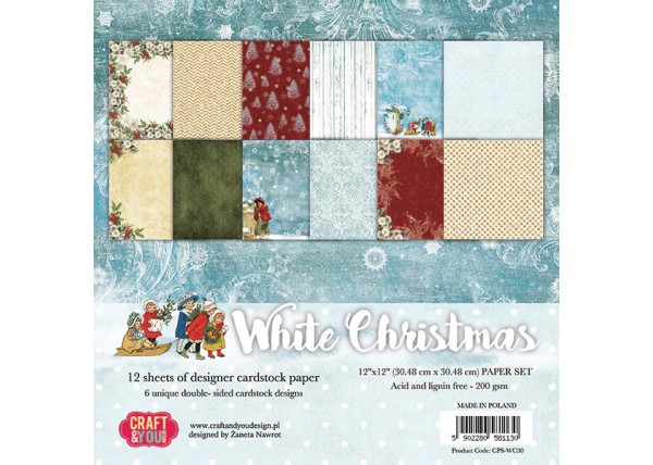 Σετ χαρτόνια White Christmas 30cm x 30cm 12φ 200γρ Σετ χαρτόνια White Christmas 30cm x 30cm 12φ 200γρ
