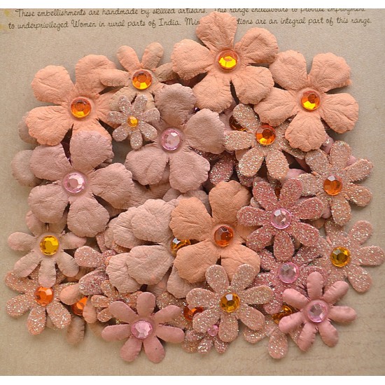 Χειροποίητα λουλούδια Rustic Blush, 50τεμ Χειροποίητα λουλούδια Rustic Blush, 50τεμ