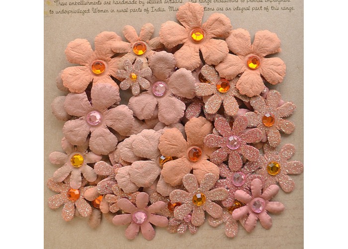 Χειροποίητα λουλούδια Rustic Blush, 50τεμ Χειροποίητα λουλούδια Rustic Blush, 50τεμ