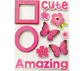 Αυτοκόλλητα διακοσμητικά 10τεμ ροζ