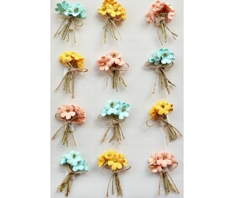 Χειροποίητα λουλούδια μπουκετάκια Pastel Palette 12τεμ Χειροποίητα λουλούδια μπουκετάκια Pastel Palette 12τεμ
