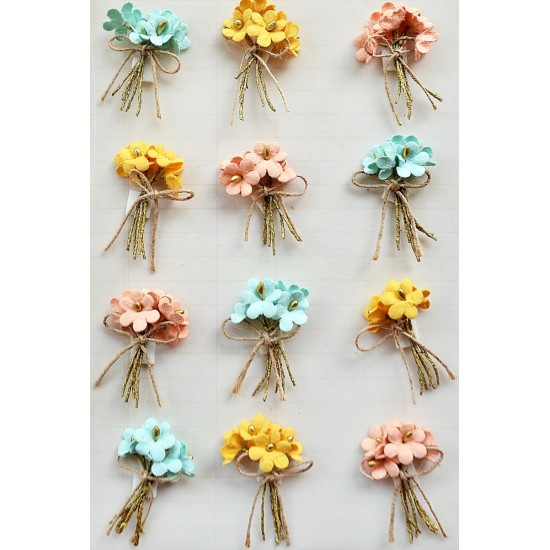 Χειροποίητα λουλούδια μπουκετάκια Pastel Palette 12τεμ Χειροποίητα λουλούδια μπουκετάκια Pastel Palette 12τεμ