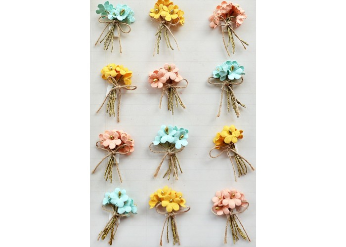 Χειροποίητα λουλούδια μπουκετάκια Pastel Palette 12τεμ Χειροποίητα λουλούδια μπουκετάκια Pastel Palette 12τεμ
