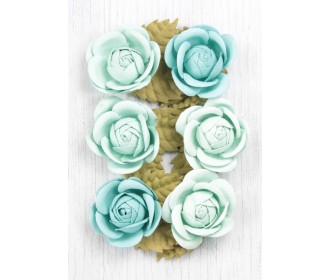 Χειροποίητα τριαντάφυλλα τιρκουάζ 6τεμ Χειροποίητα τριαντάφυλλα τιρκουάζ 6τεμ