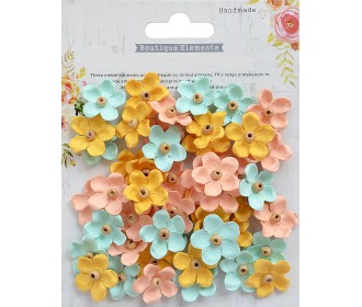 Χειροποίητα λουλούδια με ξύλινη χάντρα Pastel Palette 50τεμ