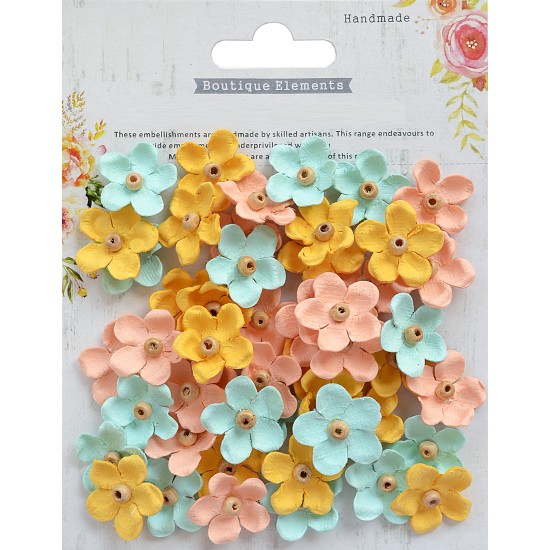 Χειροποίητα λουλούδια με ξύλινη χάντρα Pastel Palette 50τεμ