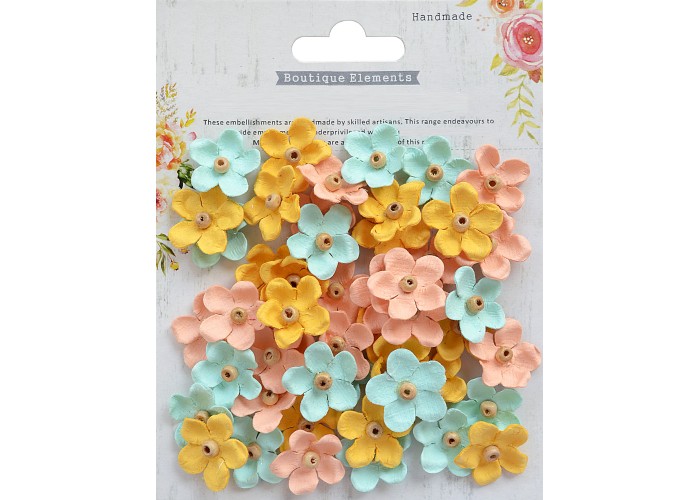 Χειροποίητα λουλούδια με ξύλινη χάντρα Pastel Palette 50τεμ