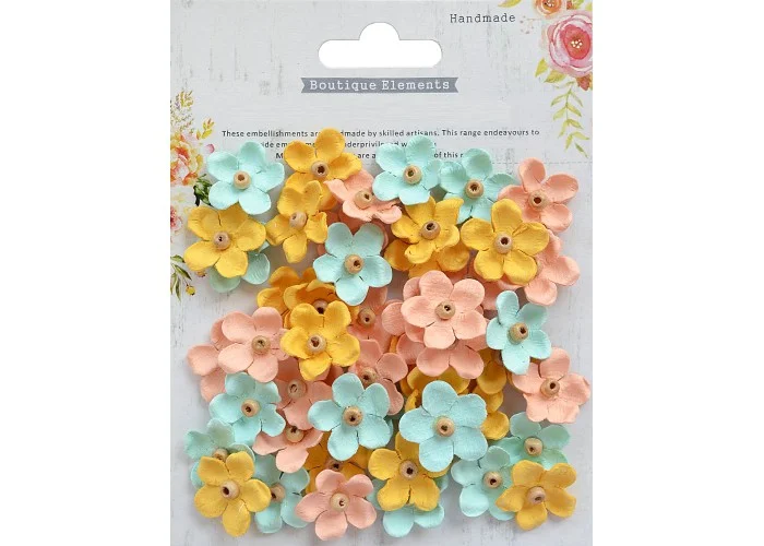 Χειροποίητα λουλούδια με ξύλινη χάντρα Pastel Palette 50τεμ