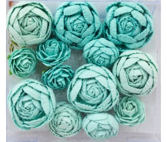 Χειροποίητα English Roses τιρκουάζ 13τεμ Χειροποίητα English Roses τιρκουάζ 13τεμ