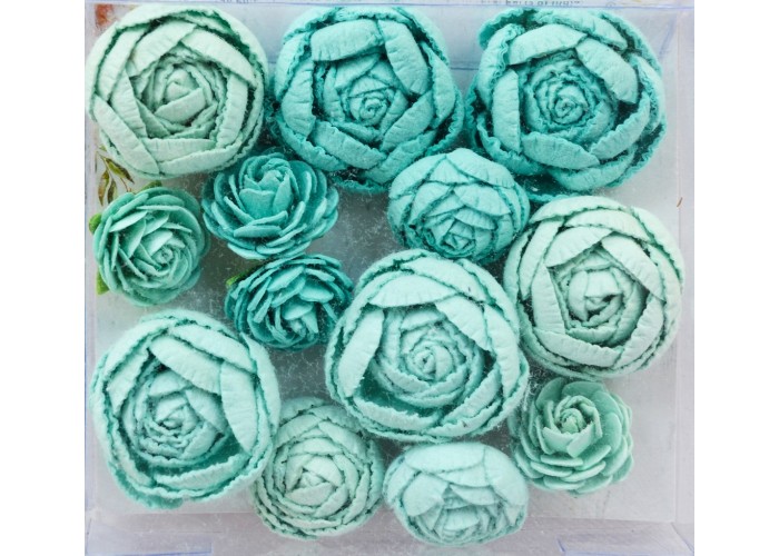 Χειροποίητα English Roses τιρκουάζ 13τεμ Χειροποίητα English Roses τιρκουάζ 13τεμ