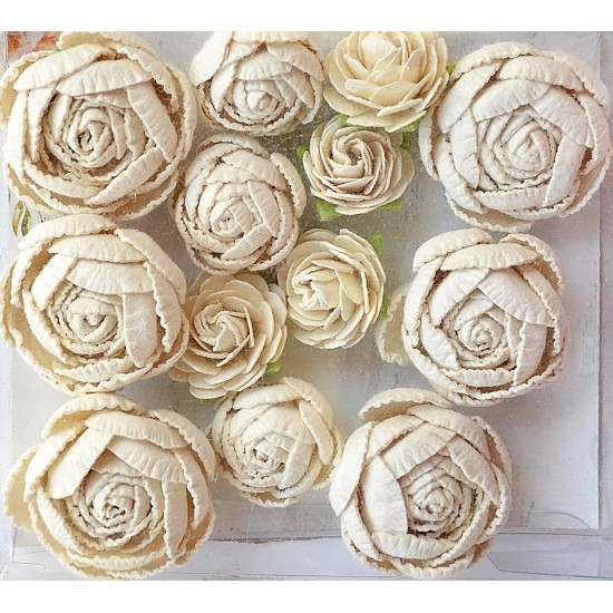 Χειροποίητα English Roses ιβουάρ 13τεμ Χειροποίητα English Roses ιβουάρ 13τεμ