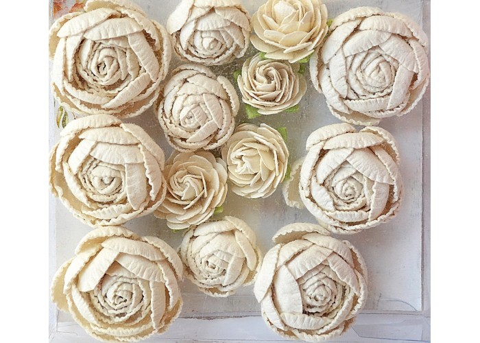 Χειροποίητα English Roses ιβουάρ 13τεμ Χειροποίητα English Roses ιβουάρ 13τεμ