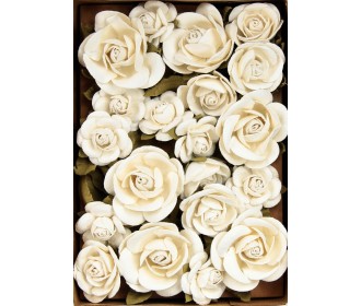 Χειροποίητα Τριαντάφυλλα  Fiona Ιβουάρ 28τεμ ( 20 Λουλούδια Και 8 Κλαδιά Με Φύλλα)
