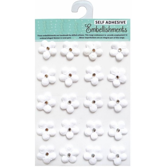 Χειροποίητα Λουλούδια με στρασάκι Daisies White 20τεμ