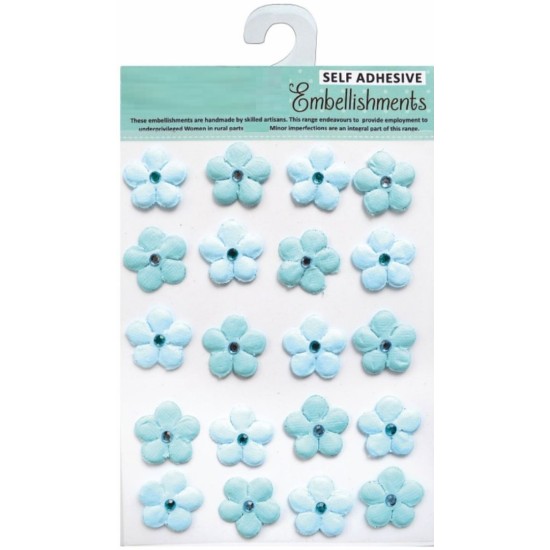 Χειροποίητα Λουλούδια με στρασάκι Daisies Blue 20τεμ