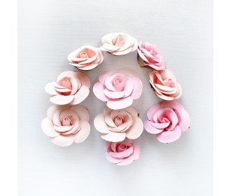 Χειροποίητα Τριαντάφυλλα Ροζ 10τεμ 