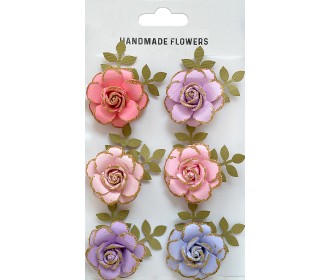 Χειροποίητα τριαντάφυλλα  Fairy Sparkle (με glitter)  6τεμ