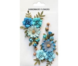 Χειροποίητα λουλούδια σύνθεση Aqua Medley 2τεμ