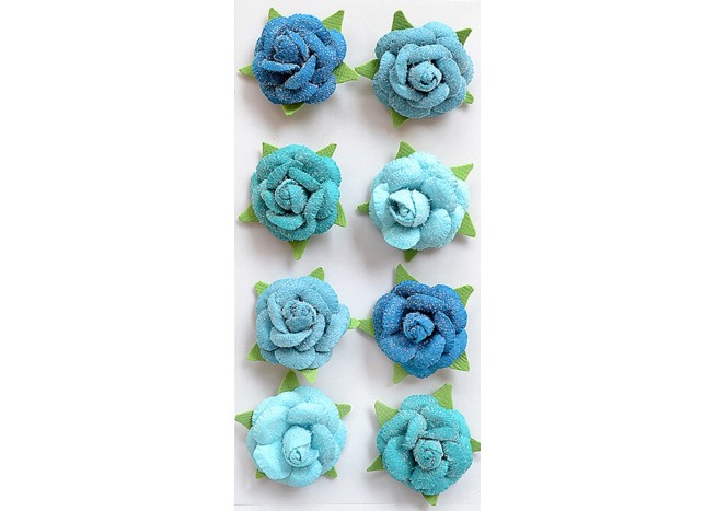 Χειροποίητα λουλούδια Angel Rose Aqua  8τεμ