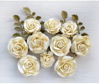 Χειροποίητα Τριαντάφυλλα Με Glitter Whitney Amor Mio 14τεμ ( 10 Λουλούδια και 4 Κλαδιά με Φύλλα )