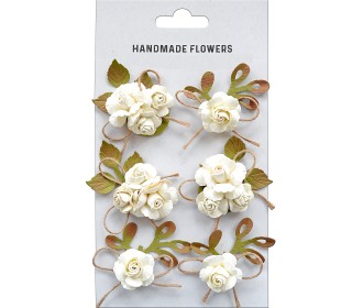  Τριανταφυλλάκια Shabby Chic Bouquet 6τεμ