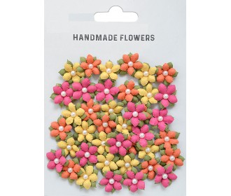 Μικρά χειροποίητα λουλούδια με πέρλα , Boho Dreams 40τεμ