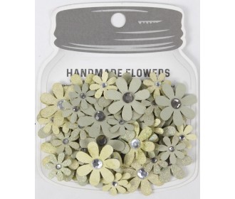Χειροποίητα λουλούδια Sparkle Florettes Sage Cream 60τεμ