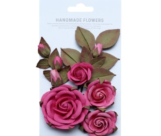 Χειροποίητα λουλούδια Emily Rosy Note 6τεμ