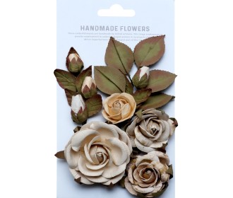 Χειροποίητα λουλούδια Emily Ivory pearl 6τεμ