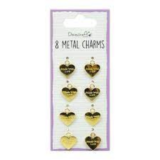 Μεταλλικά Charms Made with Love Gold 8τεμ Μεταλλικά Charms Made with Love Gold 8τεμ