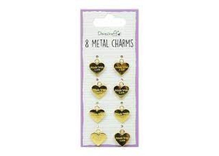 Μεταλλικά Charms Made with Love Gold 8τεμ Μεταλλικά Charms Made with Love Gold 8τεμ