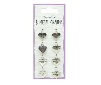 Μεταλλικά Charms Made with Love  Silver 8τεμ Μεταλλικά Charms Made with Love  Silver 8τεμ