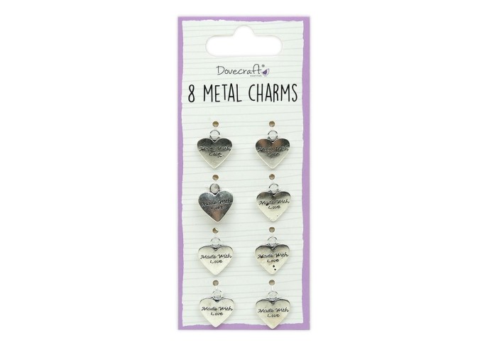 Μεταλλικά Charms Made with Love Silver 8τεμ Μεταλλικά Charms Made with Love Silver 8τεμ